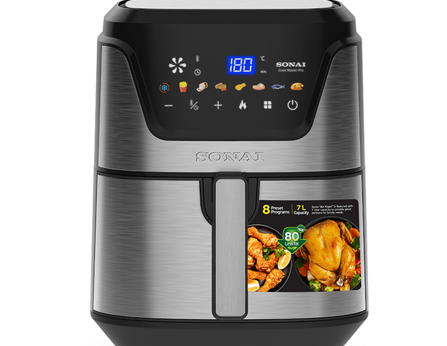 Sonai Air Fryer, 7 Liter, 2000 Watt, Silver • MAR-711