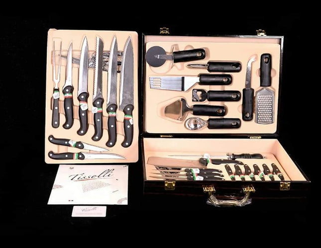 طقم سكينة 32ق علبة خشب ايطالي