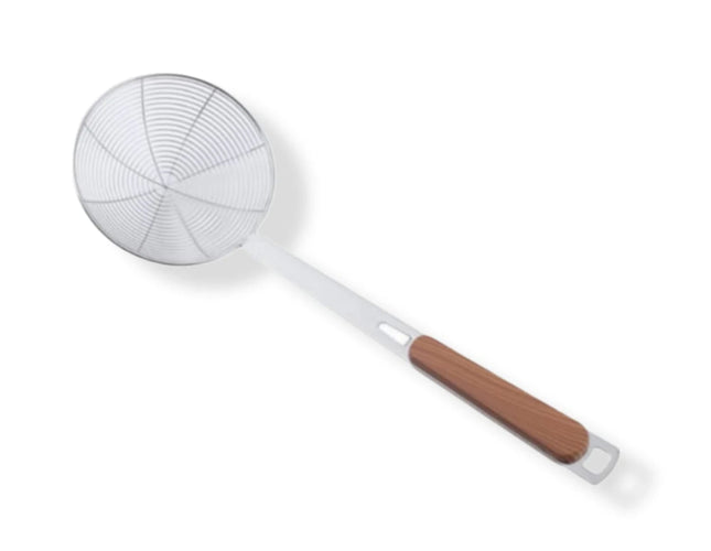 Stainless Steel Cooking Oil Strainer with Wooden Handle, Ideal for Frying and Straining