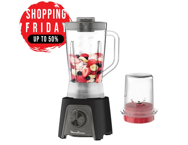 Moulinex Blendeo With Grinder, 450 Watt, 1.5 Liter, Black - LM2C3125