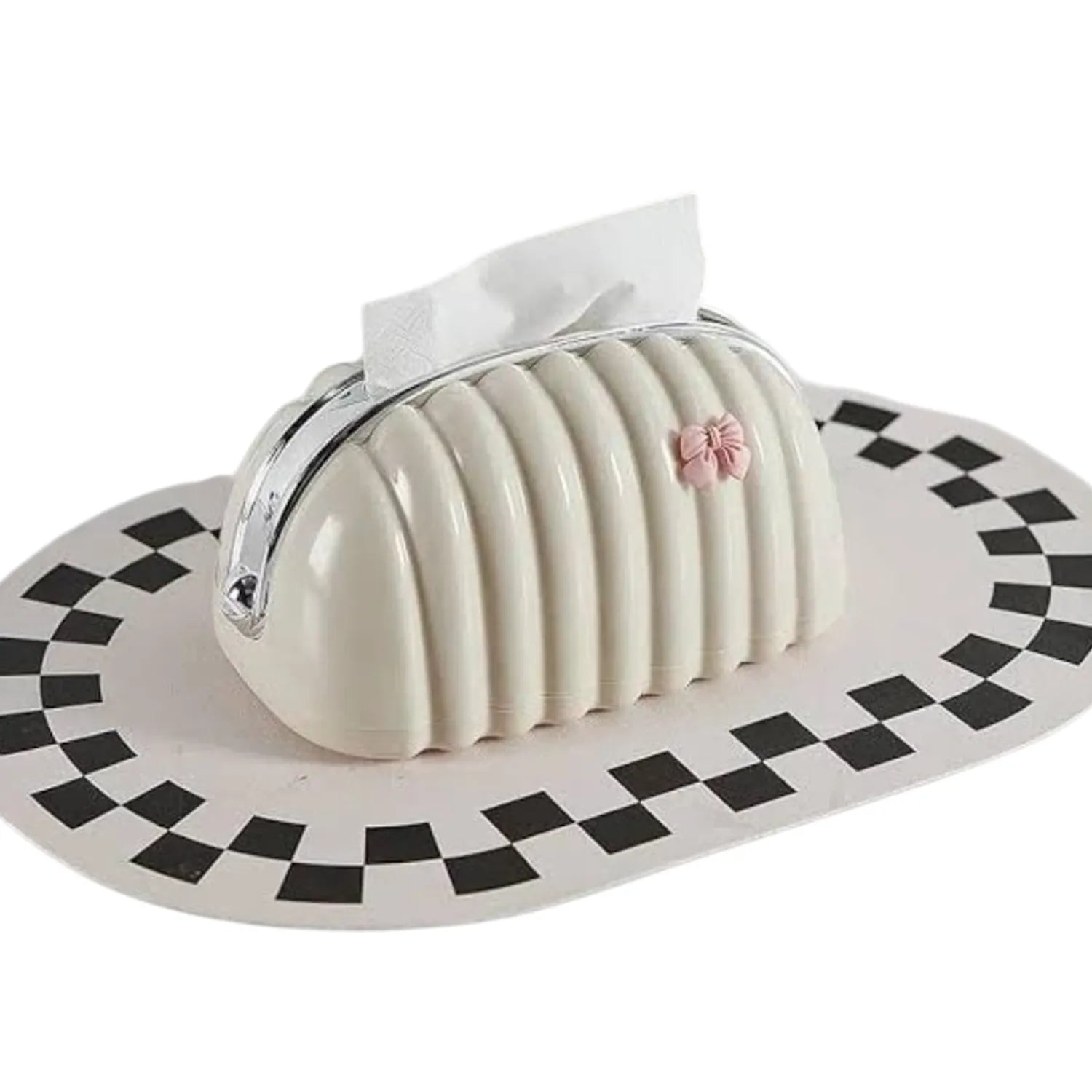 Gazechimp Tissue Holder Tissue Dispenser Shell Shape Valentines Day Gifts Tissue Case for Night Stands Office Restaurant Home Household, with Bow