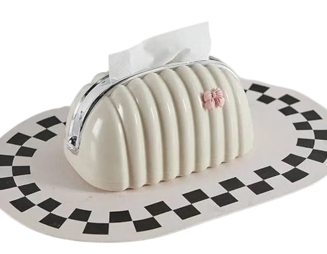 Gazechimp Tissue Holder Tissue Dispenser Shell Shape Valentines Day Gifts Tissue Case for Night Stands Office Restaurant Home Household, with Bow
