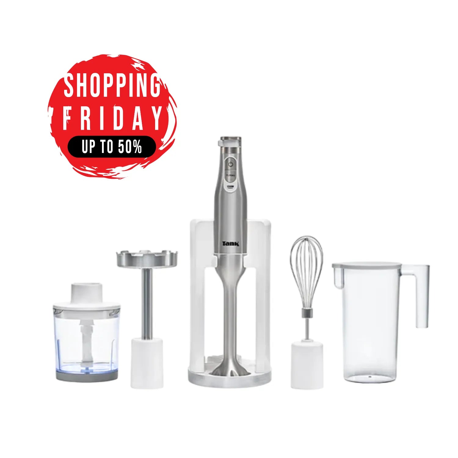 Tank Hand Blender All in One with 6 Speed Control + Turbo, 1200 Watts, White, CM-6004, 2 Year warranty