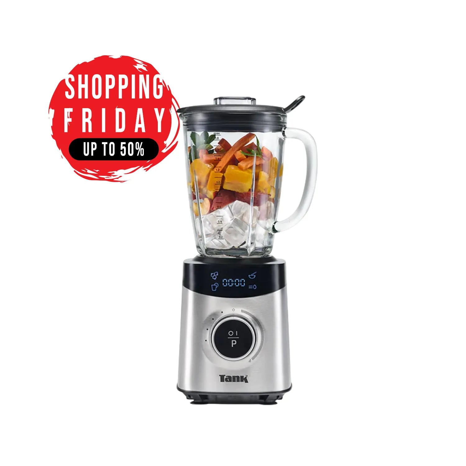 Tank Smart Blender, 1.8L Glass Jug, with Digital Display Panel, 4 Preset Programs, 1500 Watts, YB-S09 , 2 Year Warranty