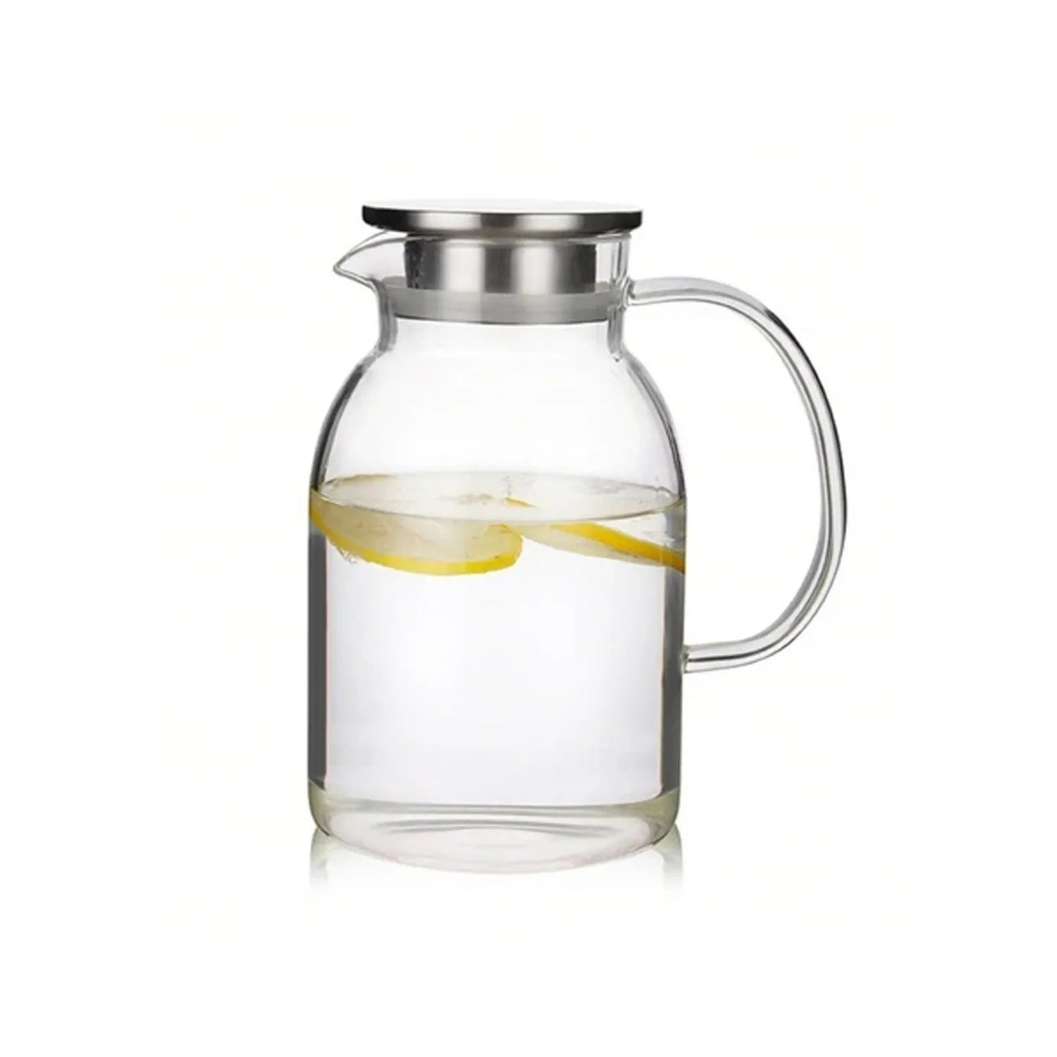 Transparent Thermal Glass Carafe with Stainless Steel Lid - Modern Design Large Capacity 1.8L