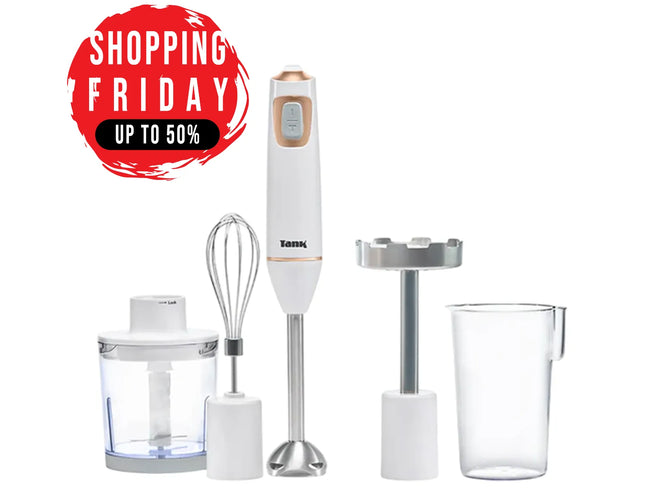 Tank Hand Blender All in One, 5 Speed Control + Turbo, 600 Watts, White, CM-6003-1, 2 Year warranty