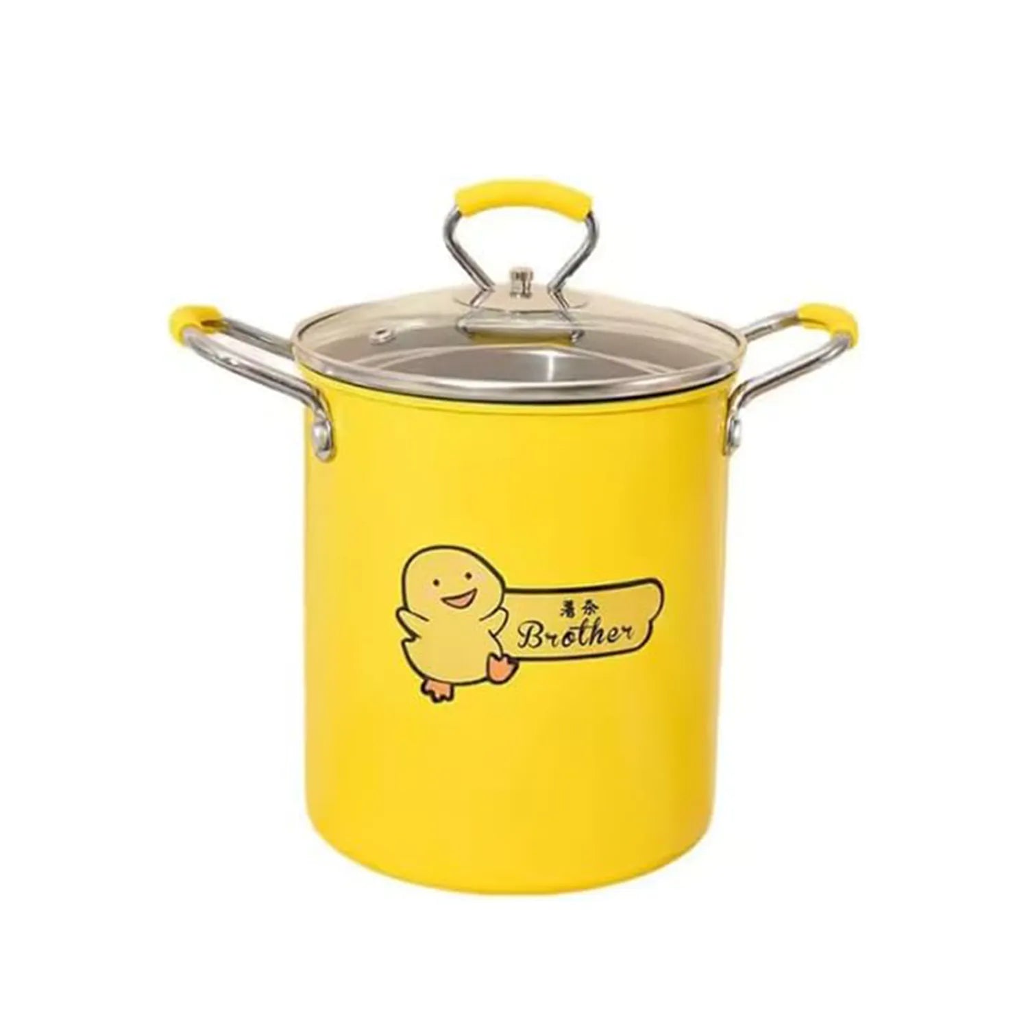 Duck Shaped Skillet with Basket - Set consists of a frying pan, durable heat-resistant glass lid, wire basket for frying,
