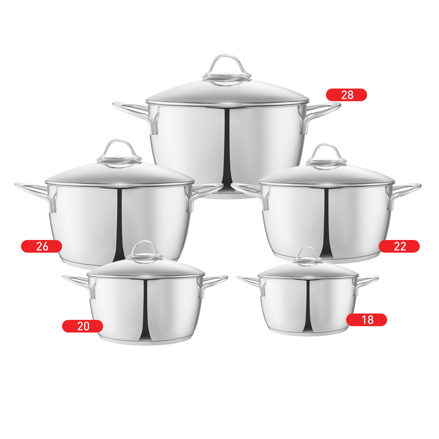 Zahran Moderna  Stainless Steel Cooking Pot Set, 10 pieces