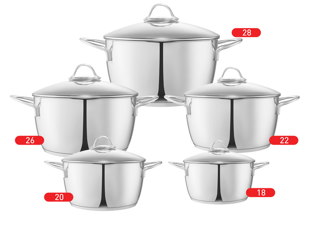 Zahran Moderna  Stainless Steel Cooking Pot Set, 10 pieces