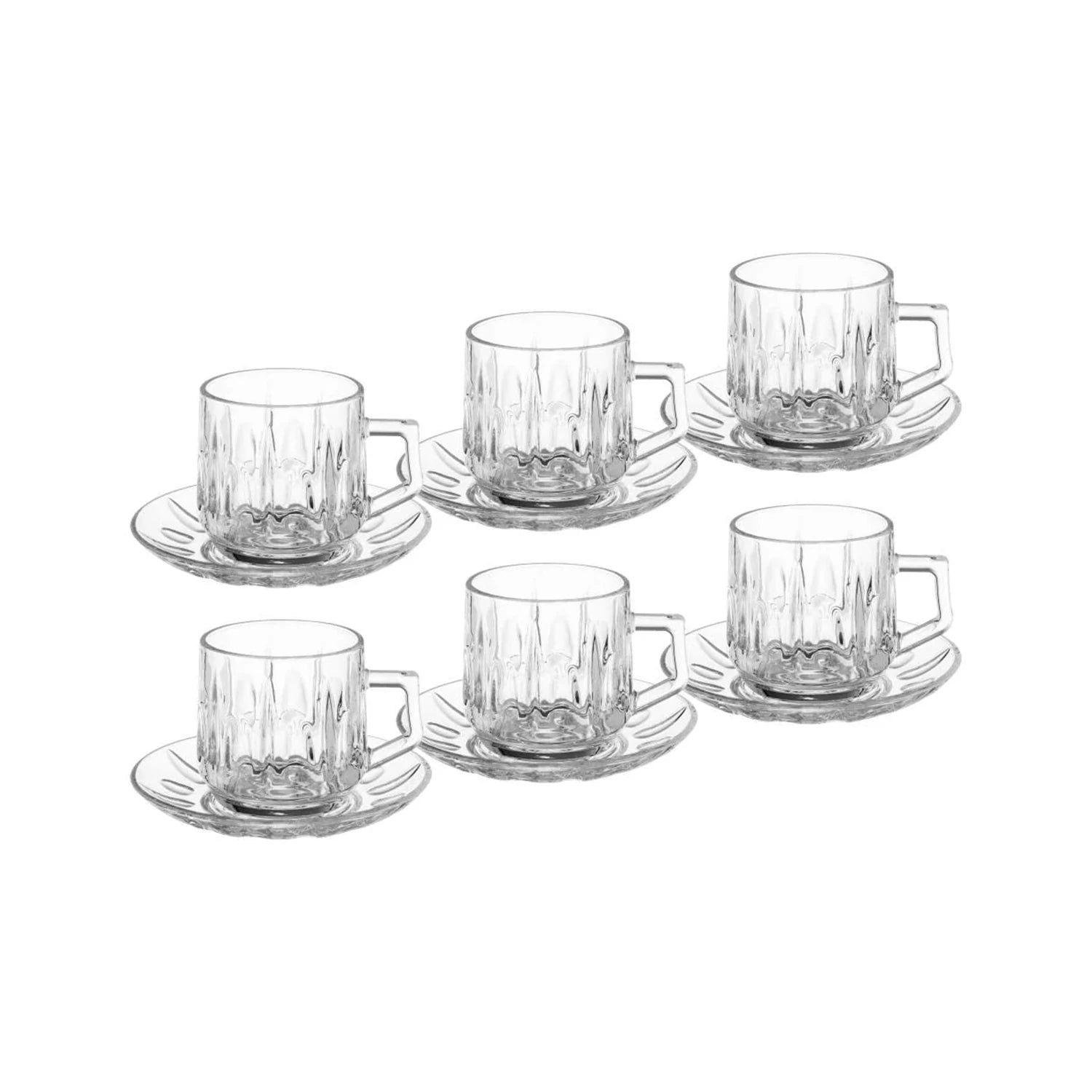 Glass tea cups Set, 6 Pcs