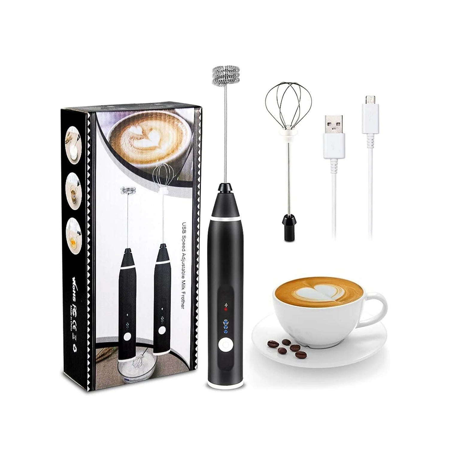 Milk Frother Handheld Electric Milk Foamer USB Rechargeable