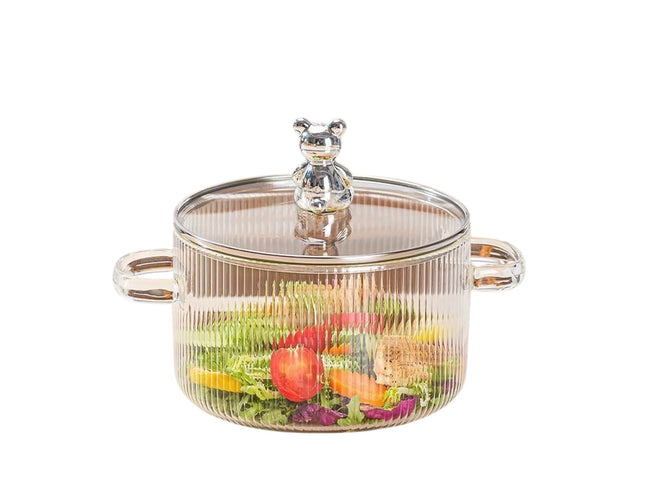 Pyrex Home Pot Large Capacity 1.8L, with lid and teddy bear handle