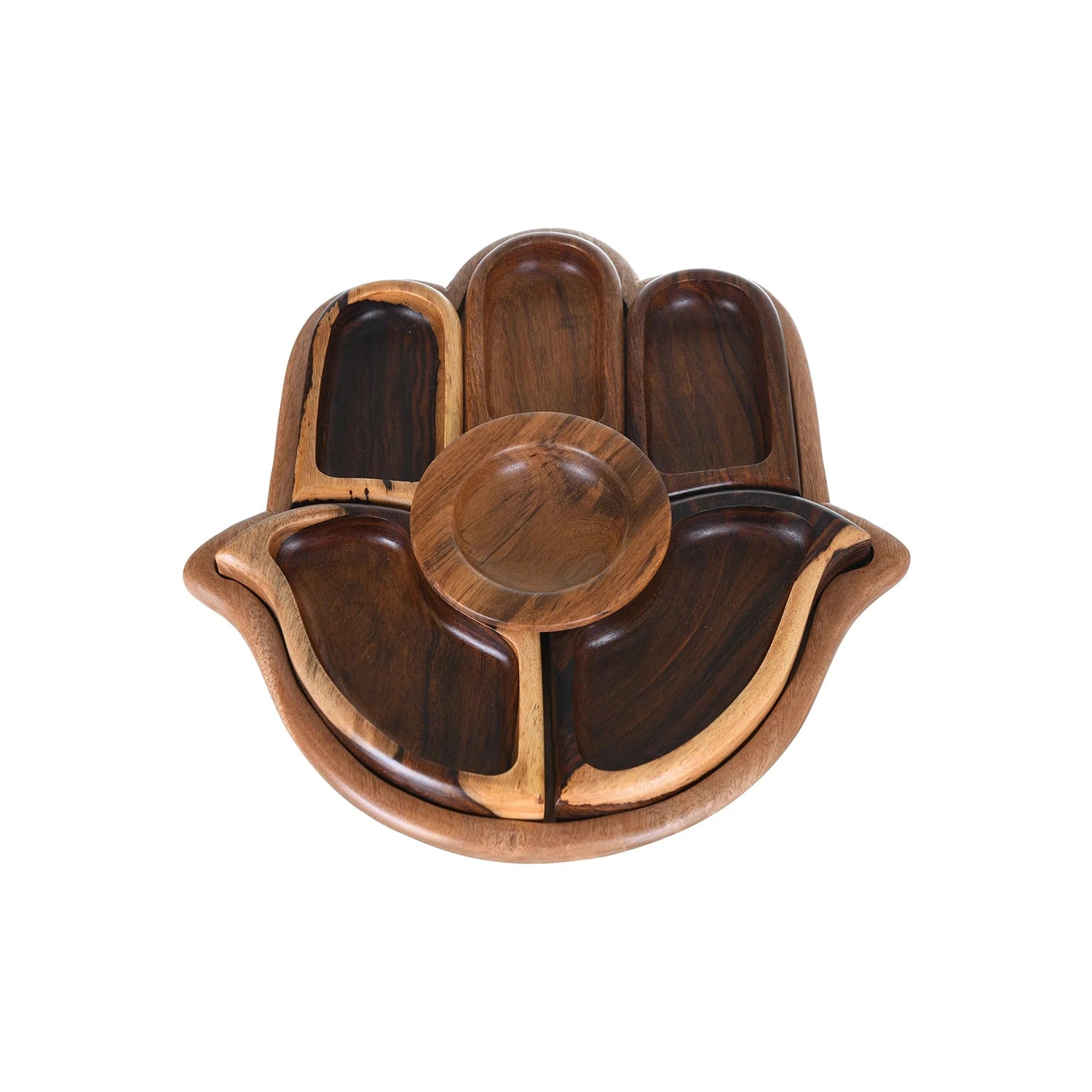 Natural Sarsoa Wood Dessert Serving Plate, Palm Shape