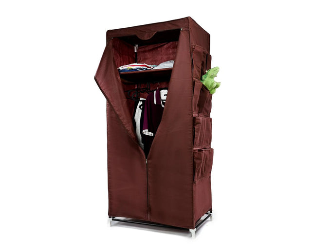 Fabric Foldable Clothes Storage Cabinet with Shelf and Holder, 12 Side Pockets