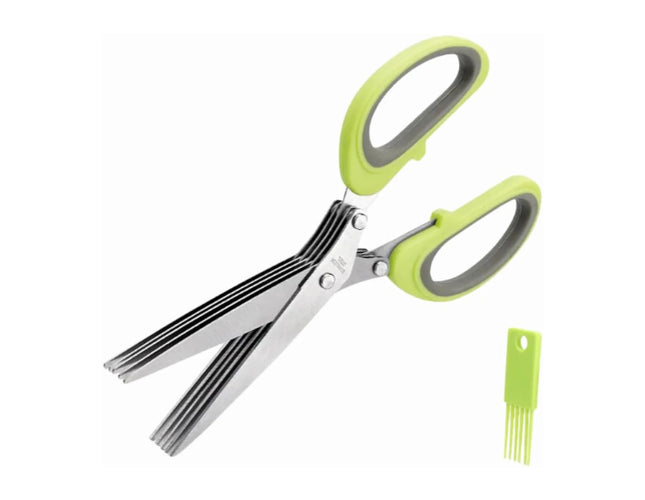 Master Culinary Multipurpose Cutting Shears with Stainless Steel 5 Blades and Cleaning Comb for Cutting Cilantro