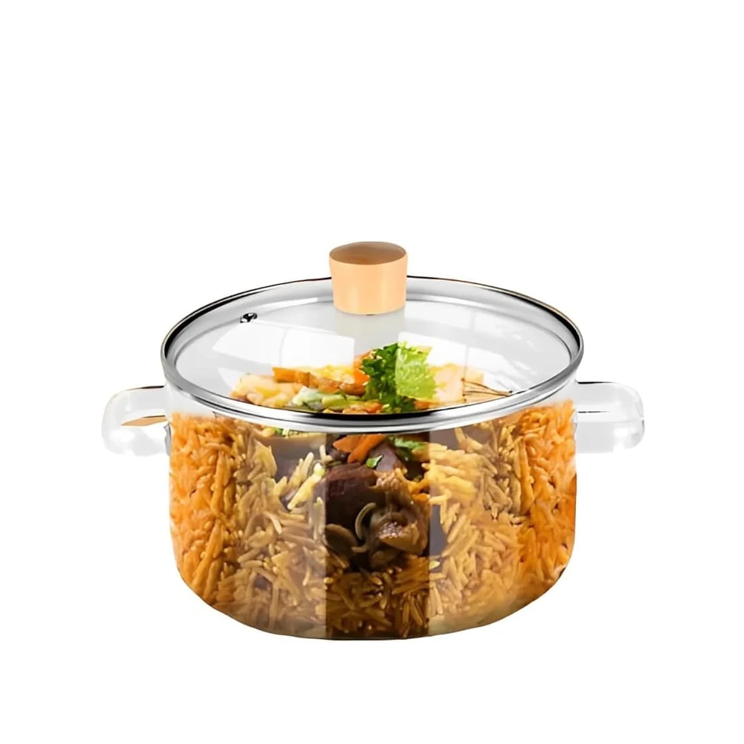 Heat-Resistant Glass Cooking Pot, Vented Lid, 2.6 Liters