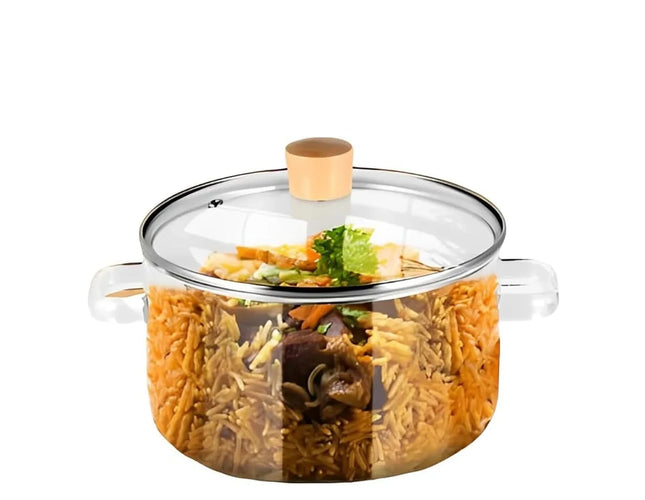 Heat-Resistant Glass Cooking Pot, Vented Lid, 2.6 Liters