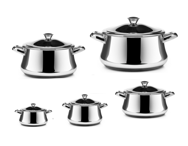 Zahran Stainless Steel Cooking Pot Set, 10 pieces