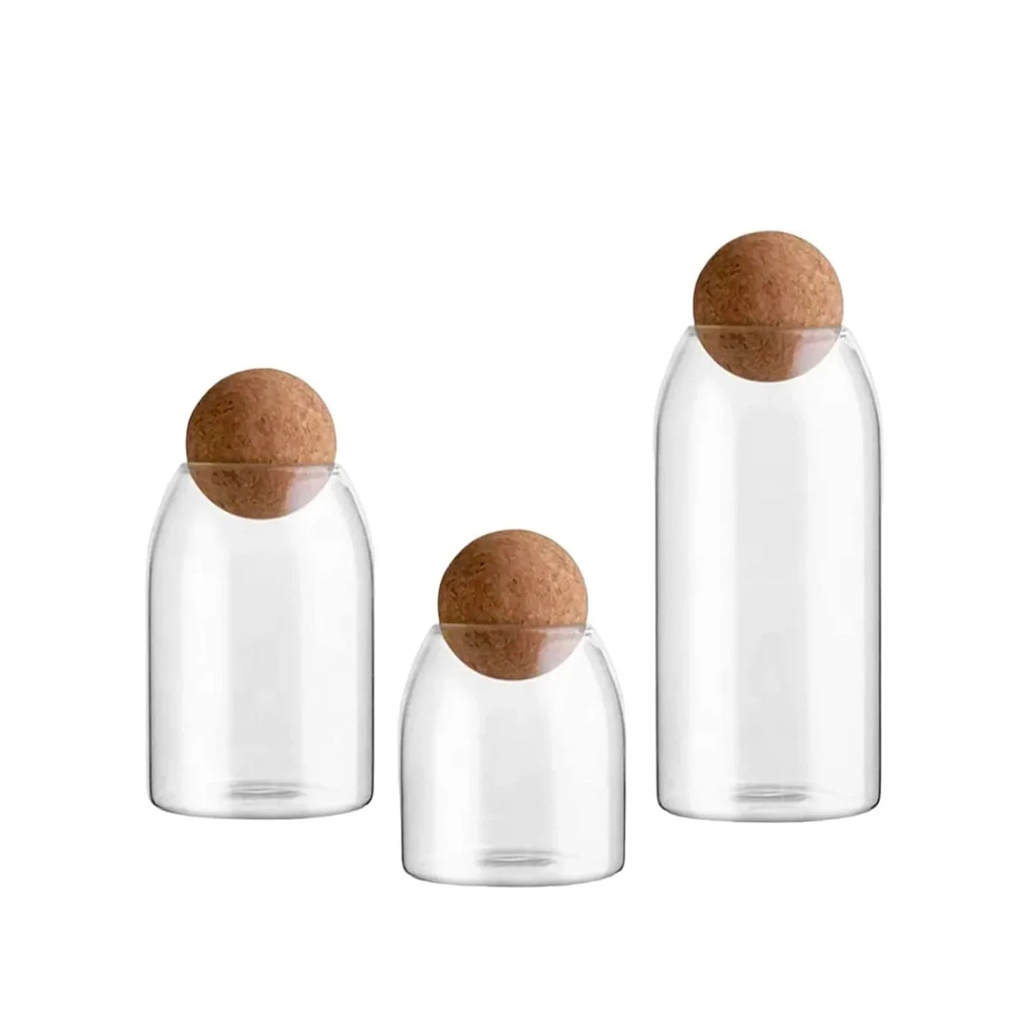 Glass Jar With Ball Cork Lid, 3 Pcs