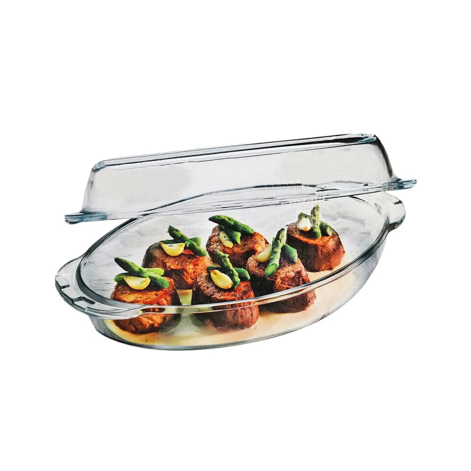 Pasabahce Borcam Oval Casserole with Cover, 2 Pcs