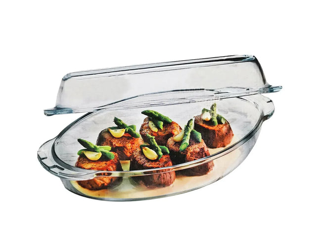 Pasabahce Borcam Oval Casserole with Cover, 2 Pcs