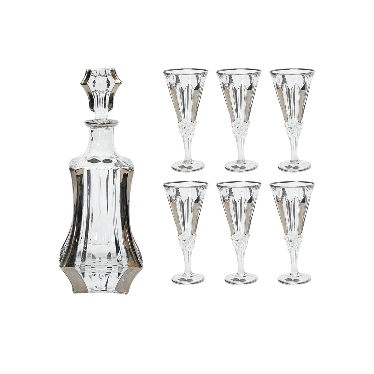 Bohemia Bottle & Goblet Set, 7 pcs