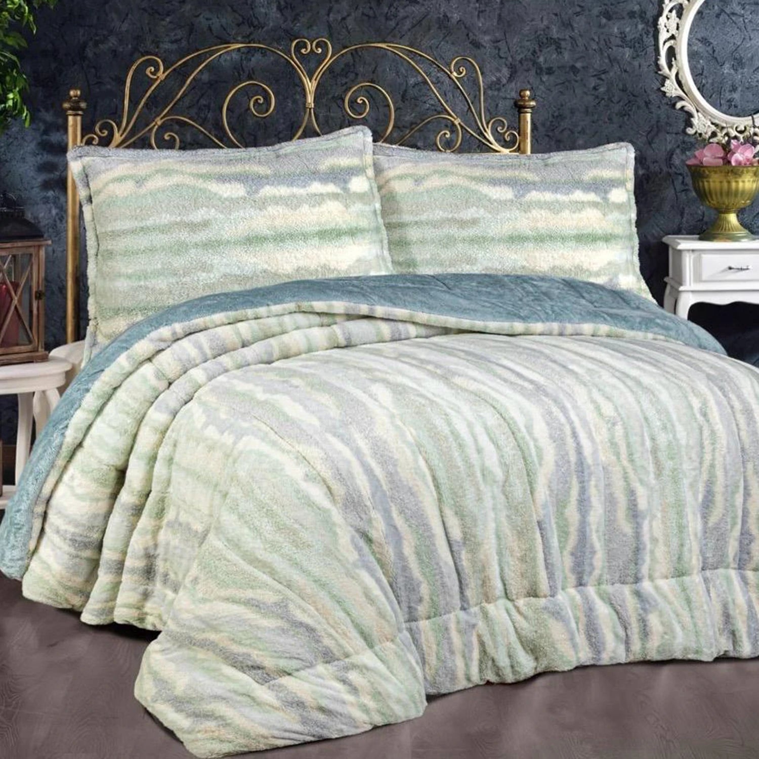 Astera Ayana Fur Quilt Set, 3 Pieces