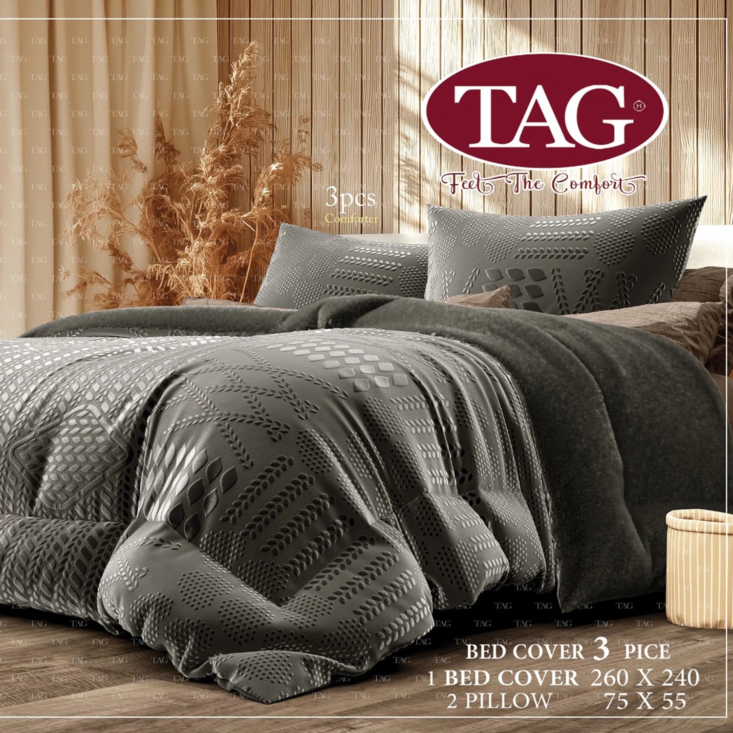 Tag Burley Plush Quilt Set, 3 Pieces