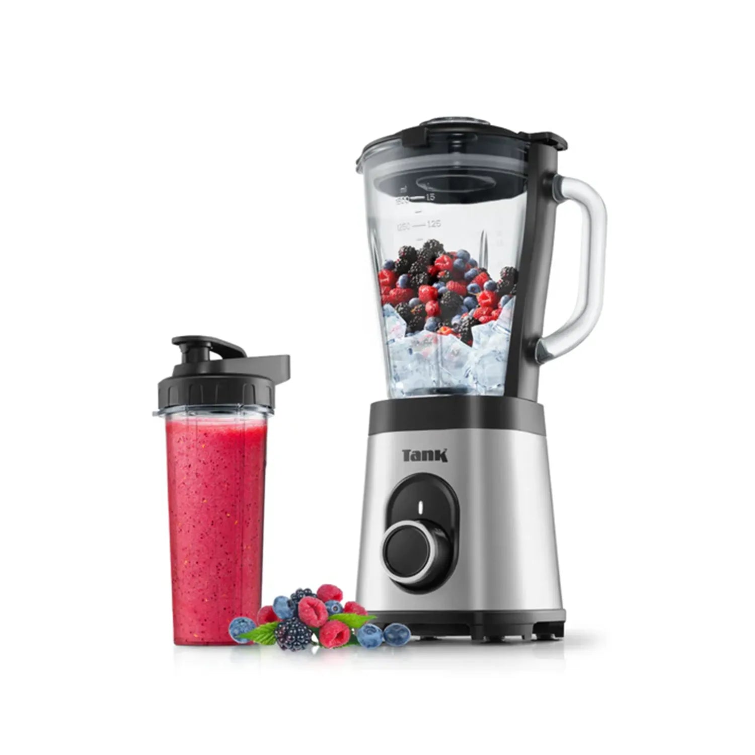 Tank Super Blender, 1.5L Glass Jug , 900ml BPA Free Plastic Bottle, 800 Watts, YB-S62k , 2-Year Warranty