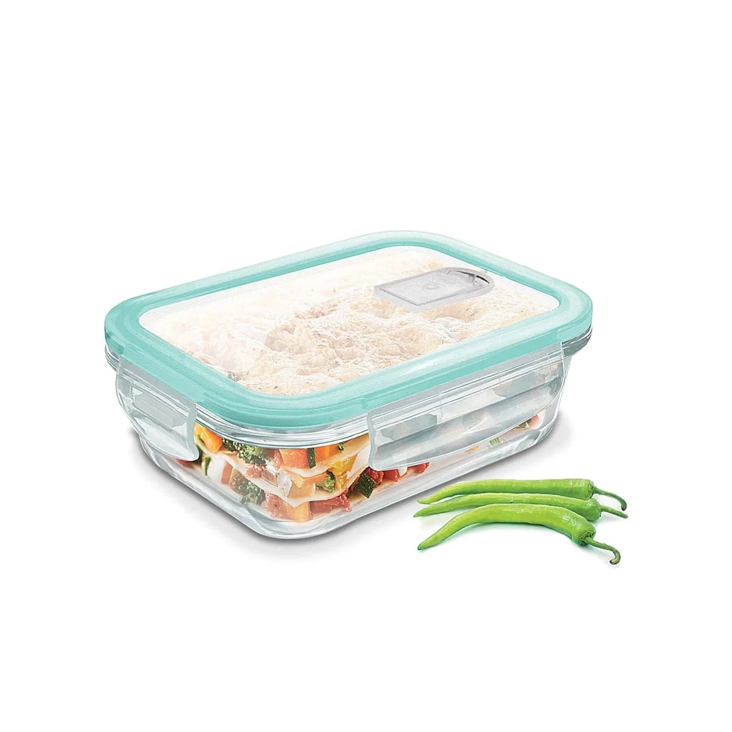 Treo By Milton Hi Borosilicate Clip Fresh Rectangular Container, 1.4 Liters