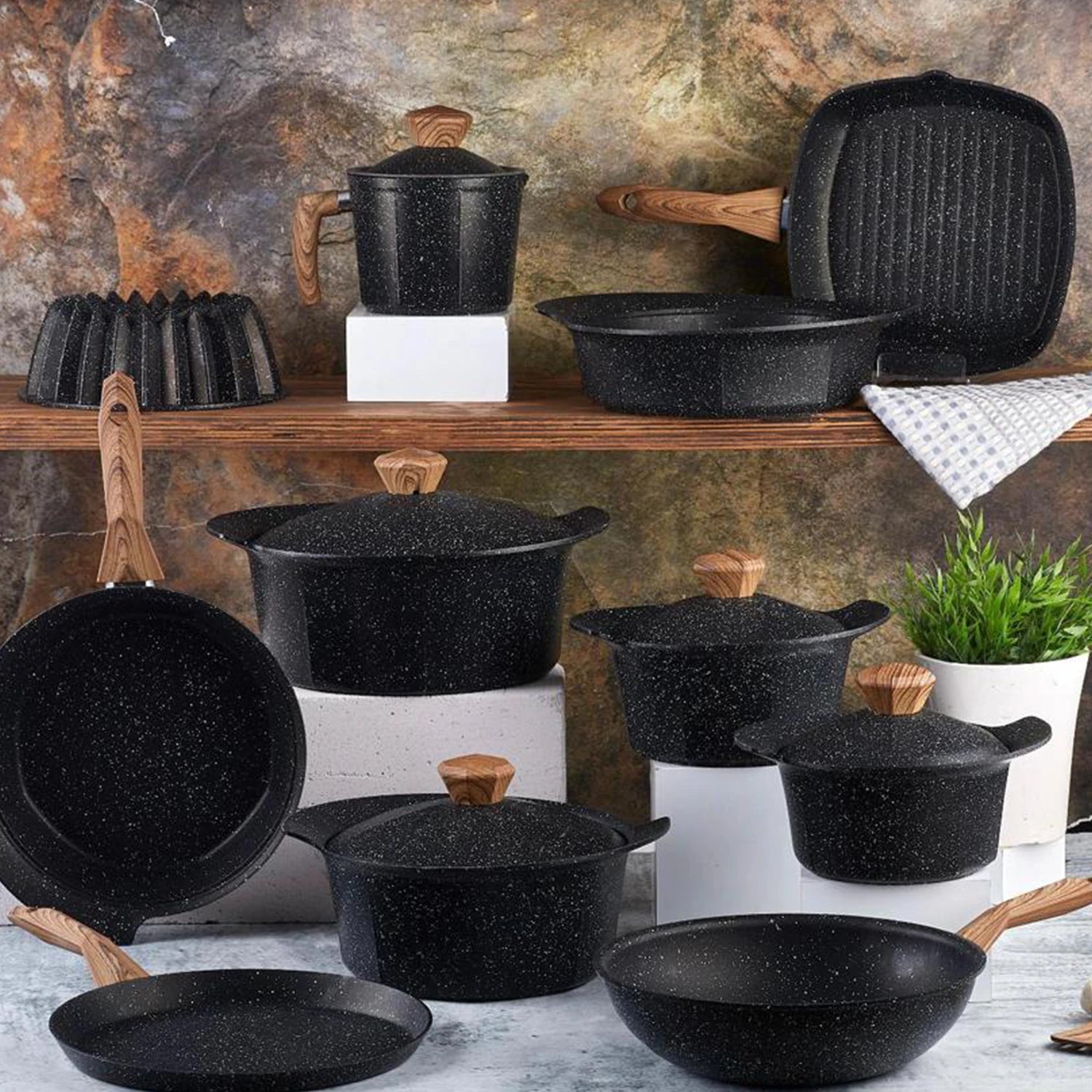 Ideal Home Granite Pots Set, 20  Pcs