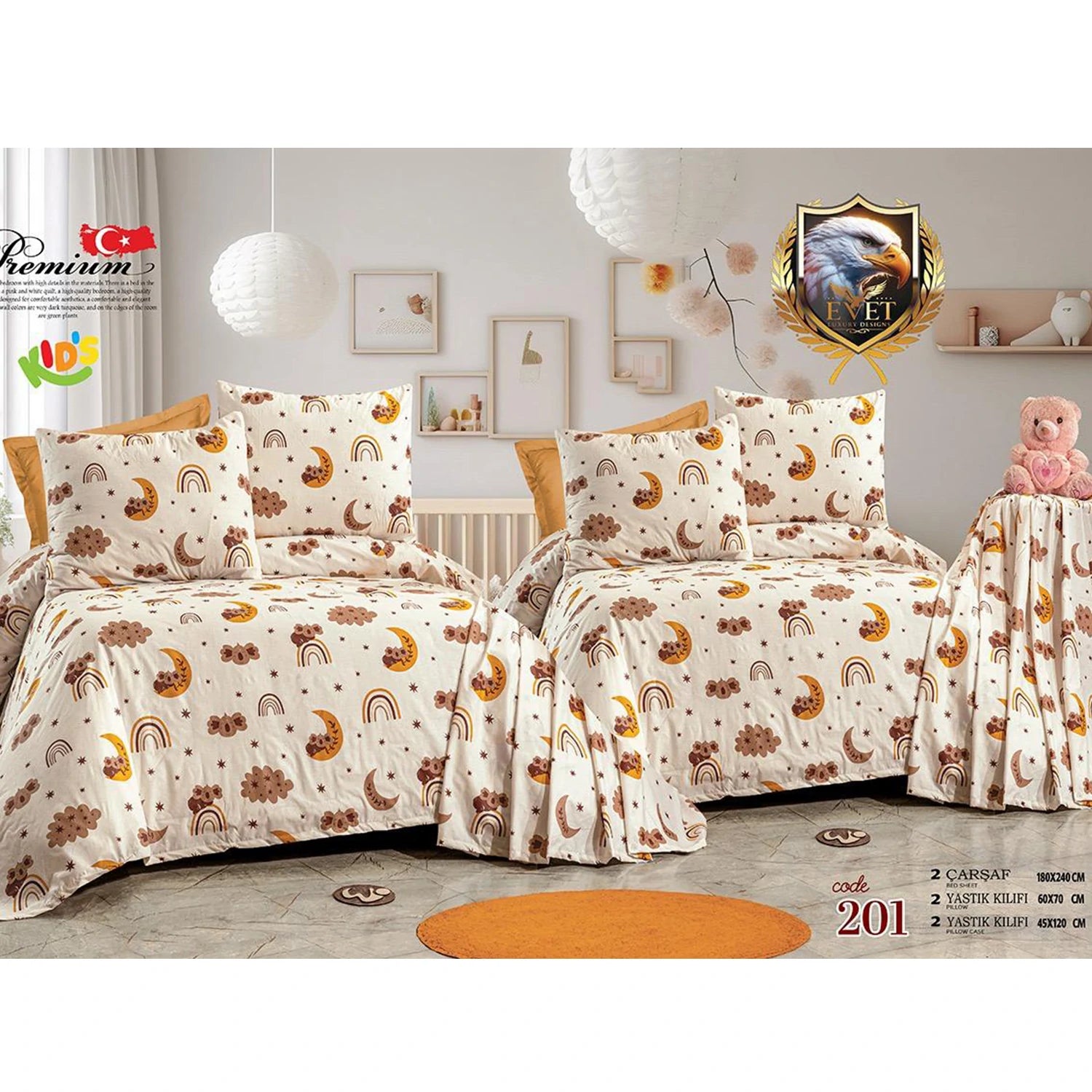 Printed Baby Bed sheet Set, 6 pcs