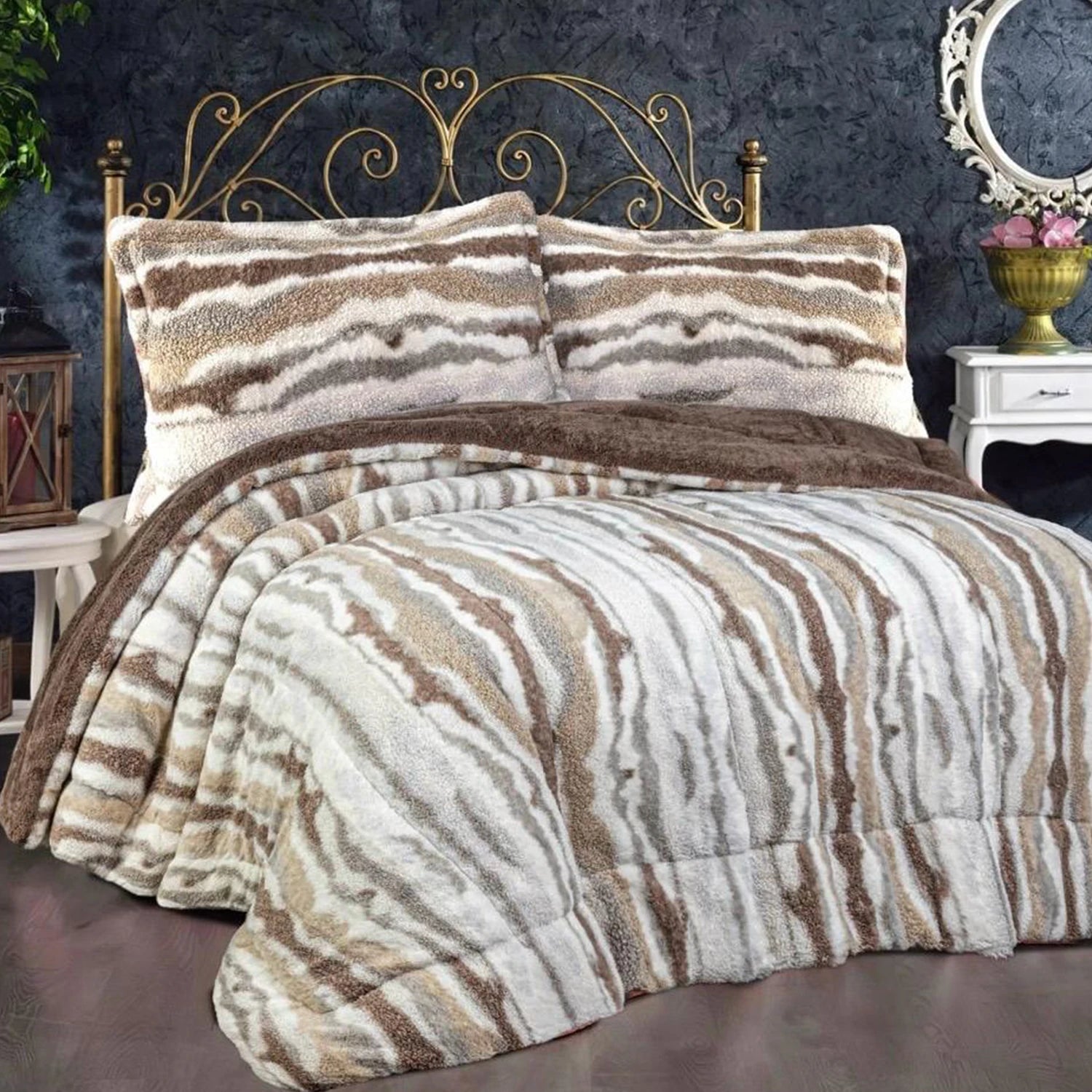 Astera Ayana Fur Quilt Set, 3 Pieces