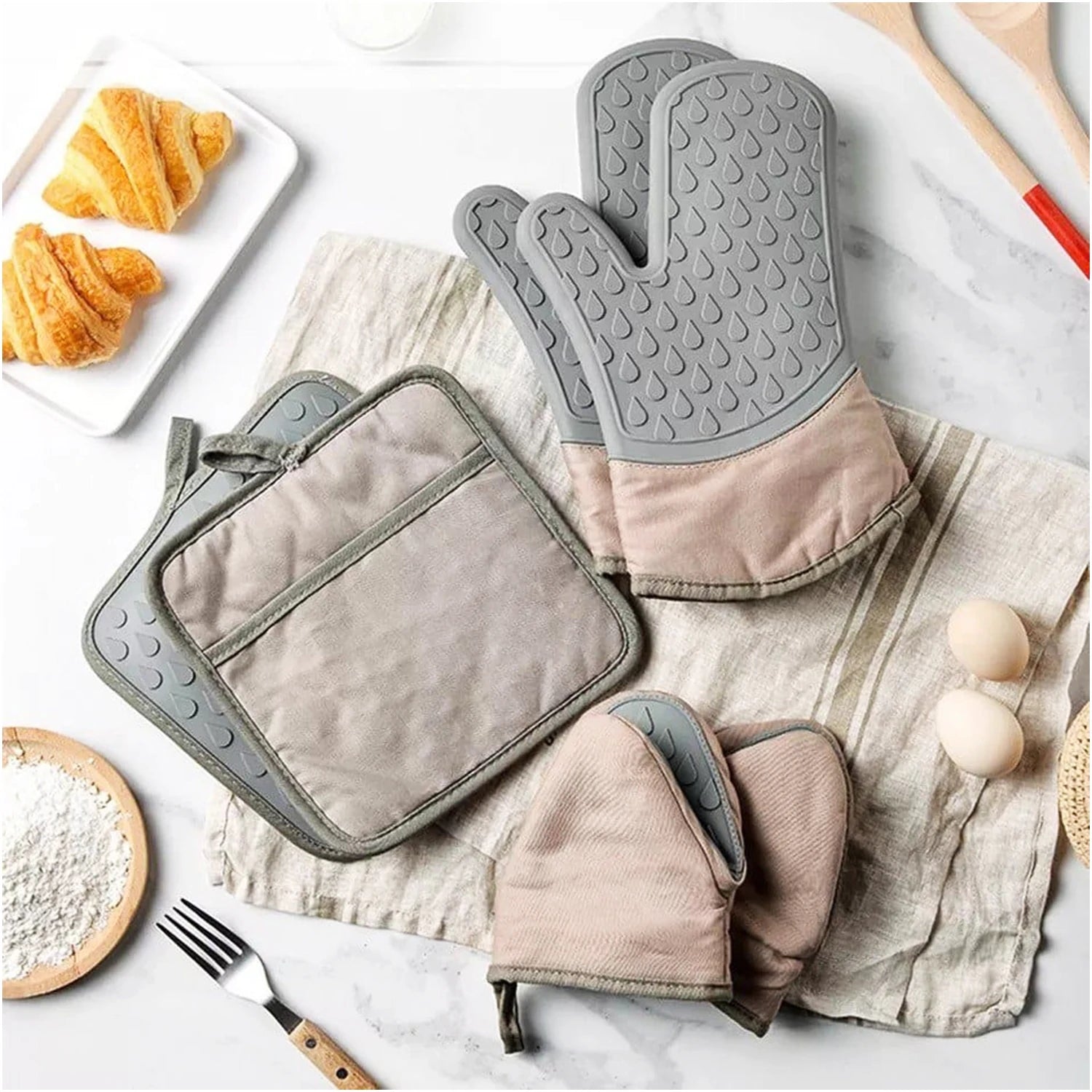 Heat Resistant Oven Gloves, 3Pcs