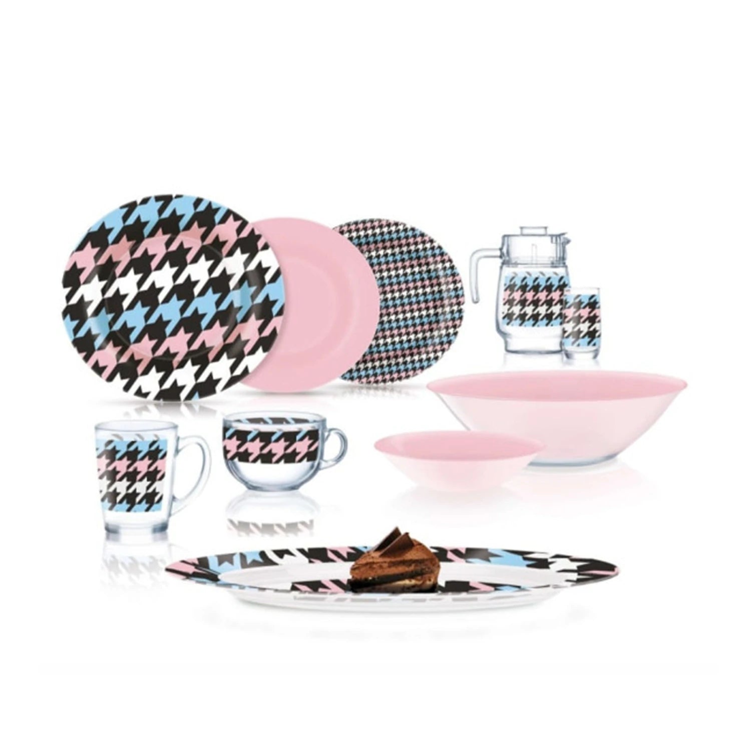 Luminarc Arcoprex Ancy Pink Dinner Set, 46 Pieces