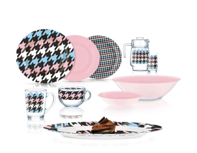 Luminarc Arcoprex Ancy Pink Dinner Set, 46 Pieces