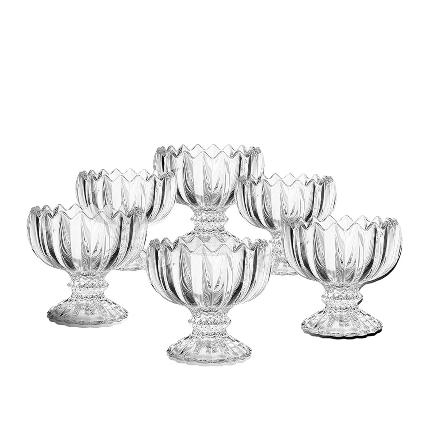 Deliglass GLASSWARE Ice Cream Bowl, Sundae Cup Set, 6 Pieces