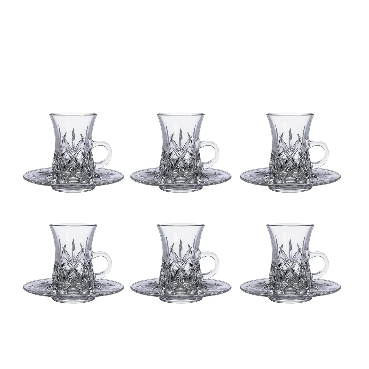 Coffee cup with transparent plate Set , 12 pcs