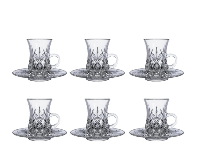 Coffee cup with transparent plate Set , 12 pcs