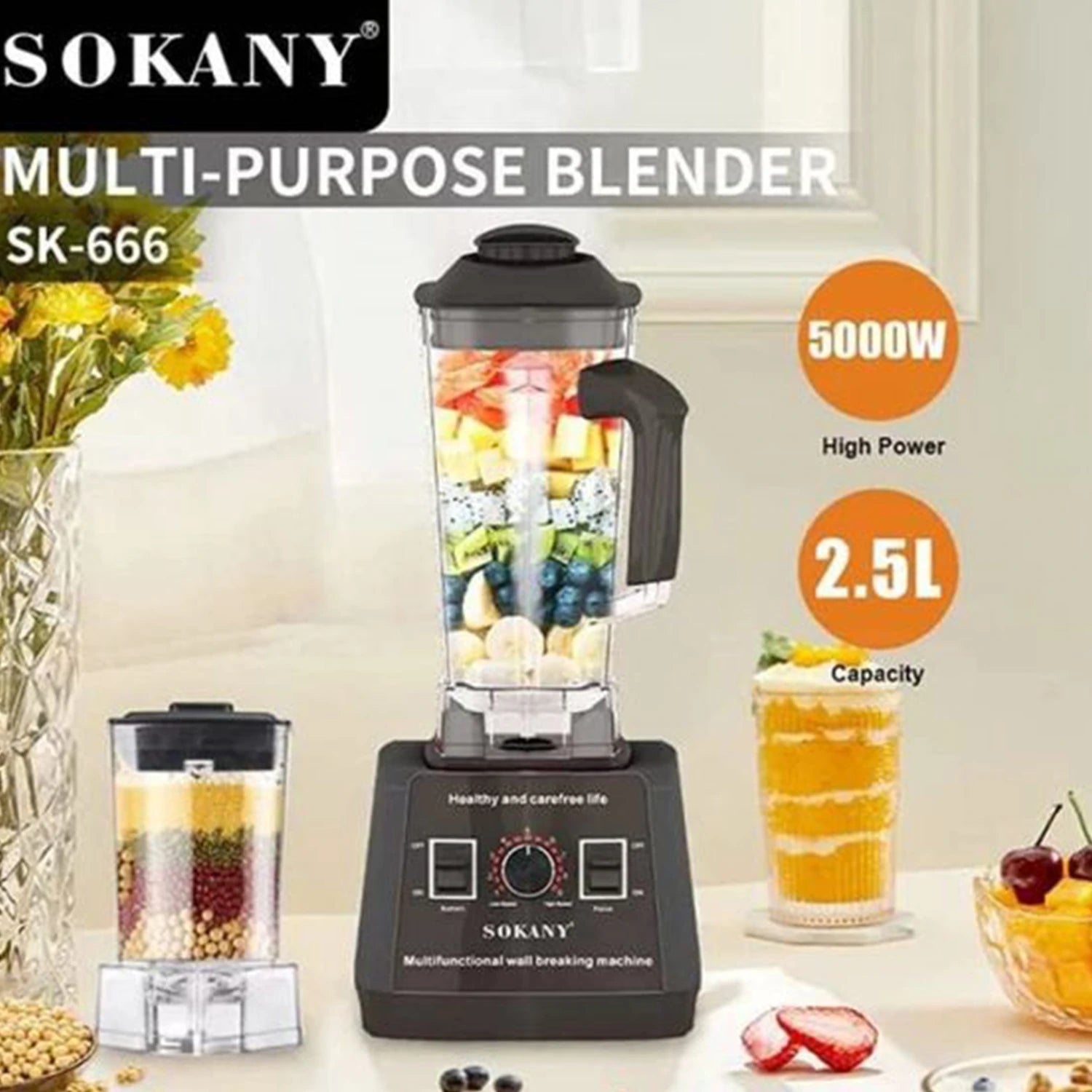 Sokany Countertop Blender, 5000 Watt