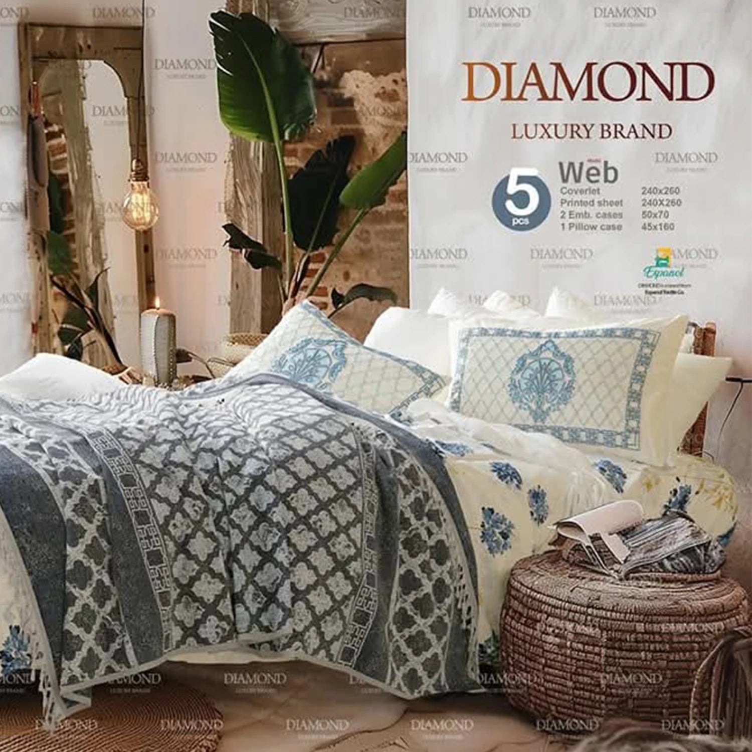 Diamond Becca Tassel Coverlet Set, 5 Pieces