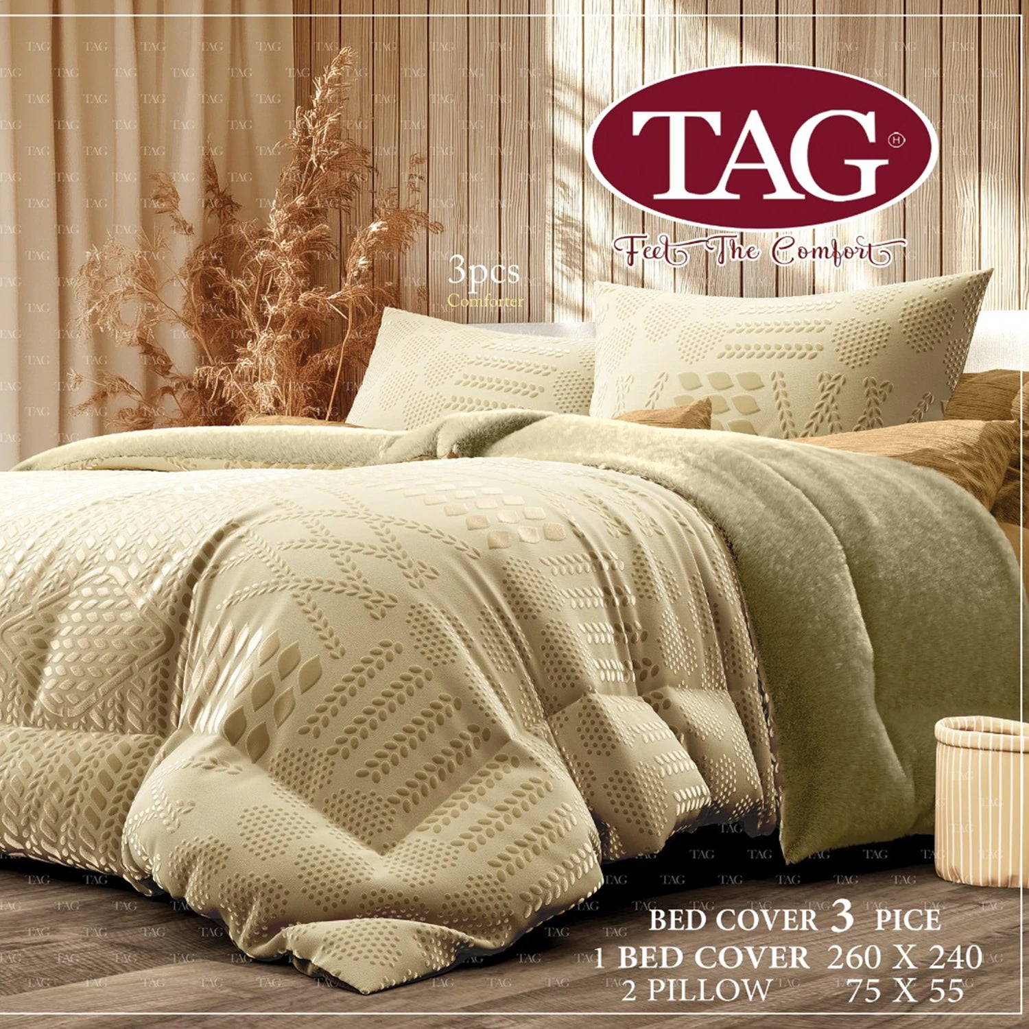 Tag Burley Plush Quilt Set, 3 Pieces