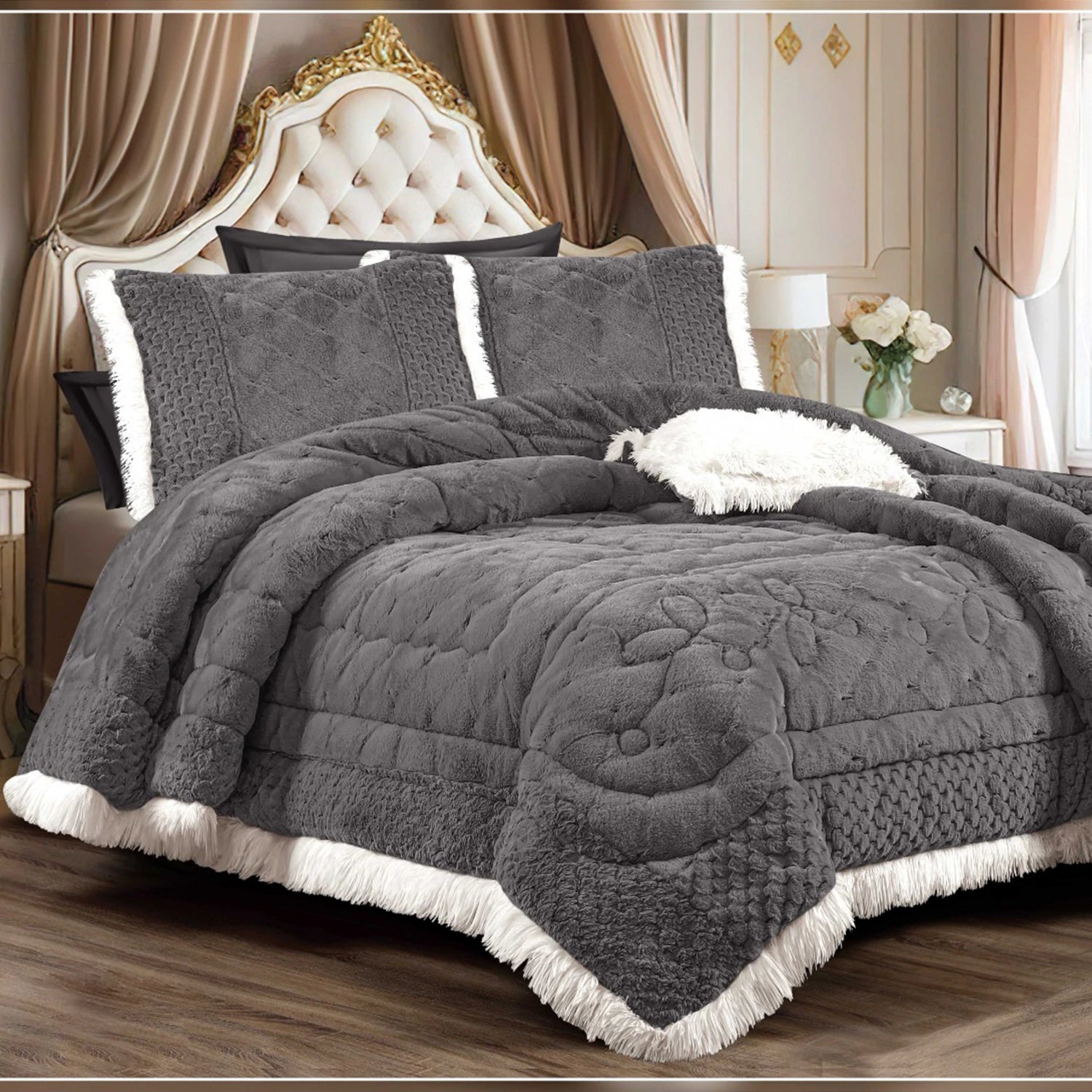 Fur Quilt Set, 3 Pieces