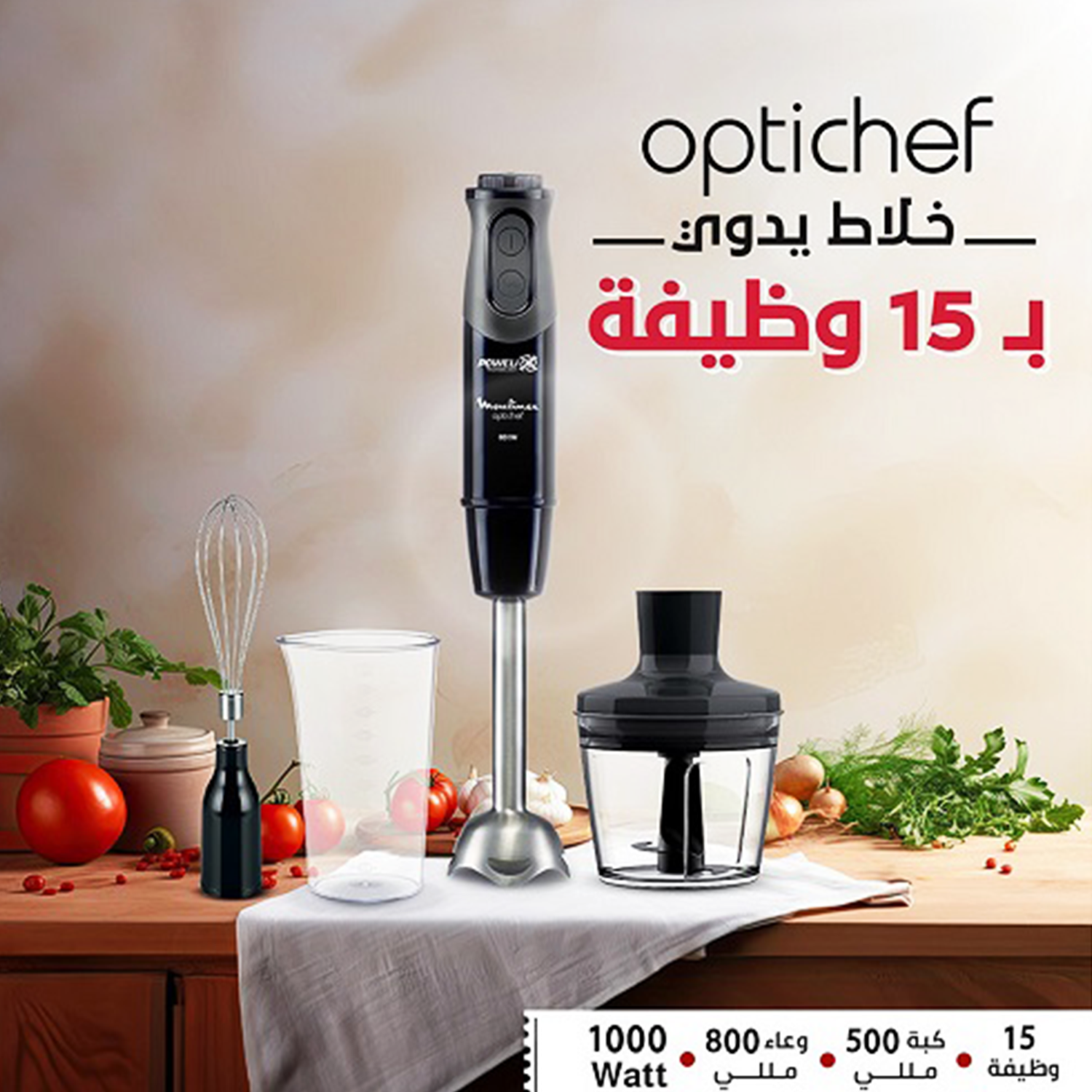 Moulinex Optichef Hand Blender, 1000 Watt, • DD6552EG