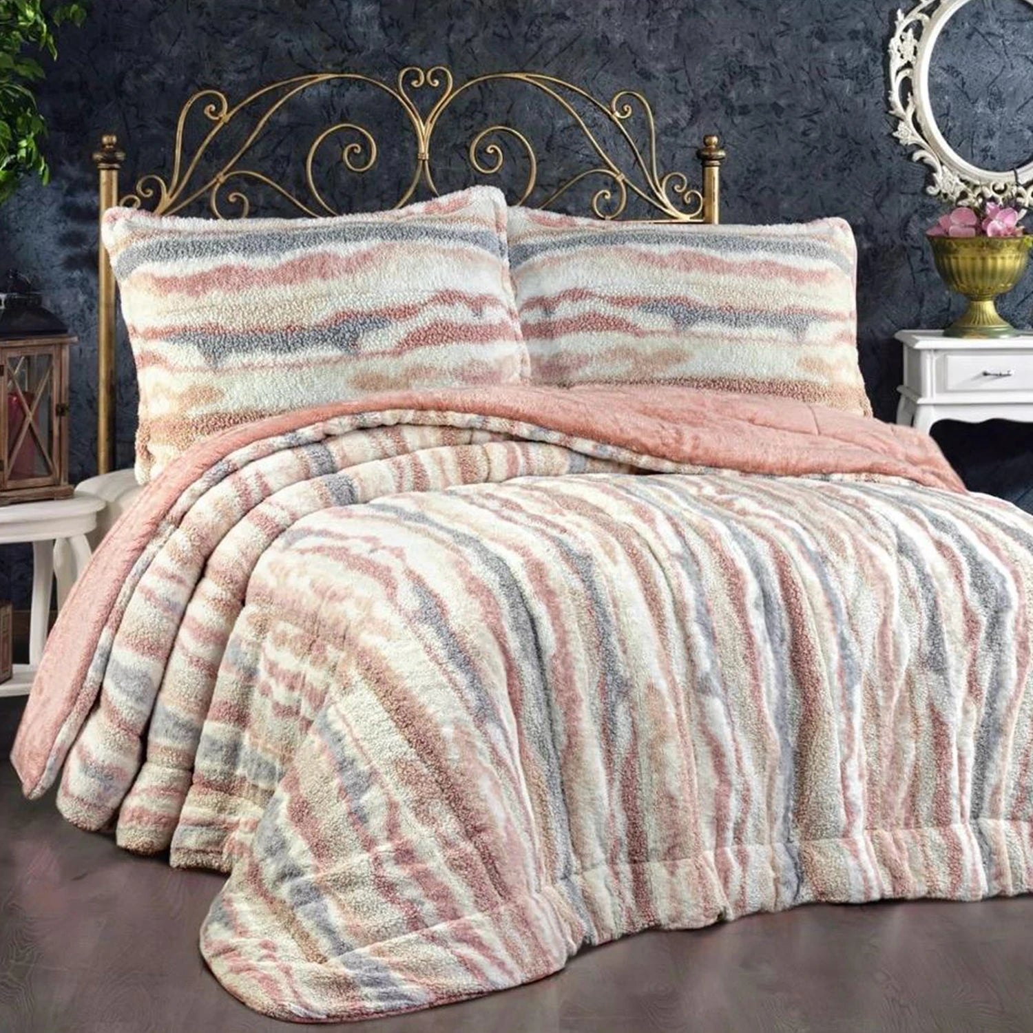 Astera Ayana Fur Quilt Set, 3 Pieces