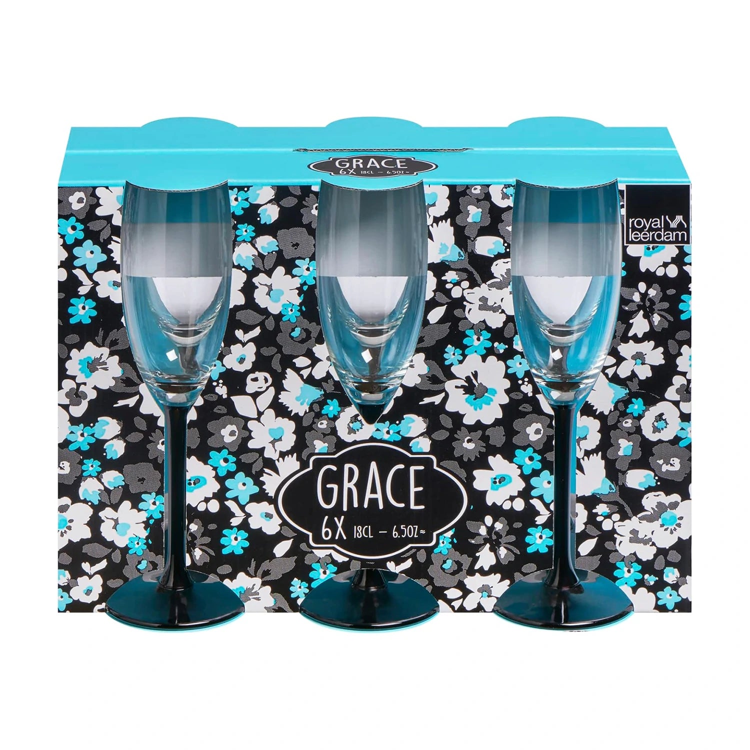 Royal Leerdam Black Grace flute Cup Set , 3 pcs