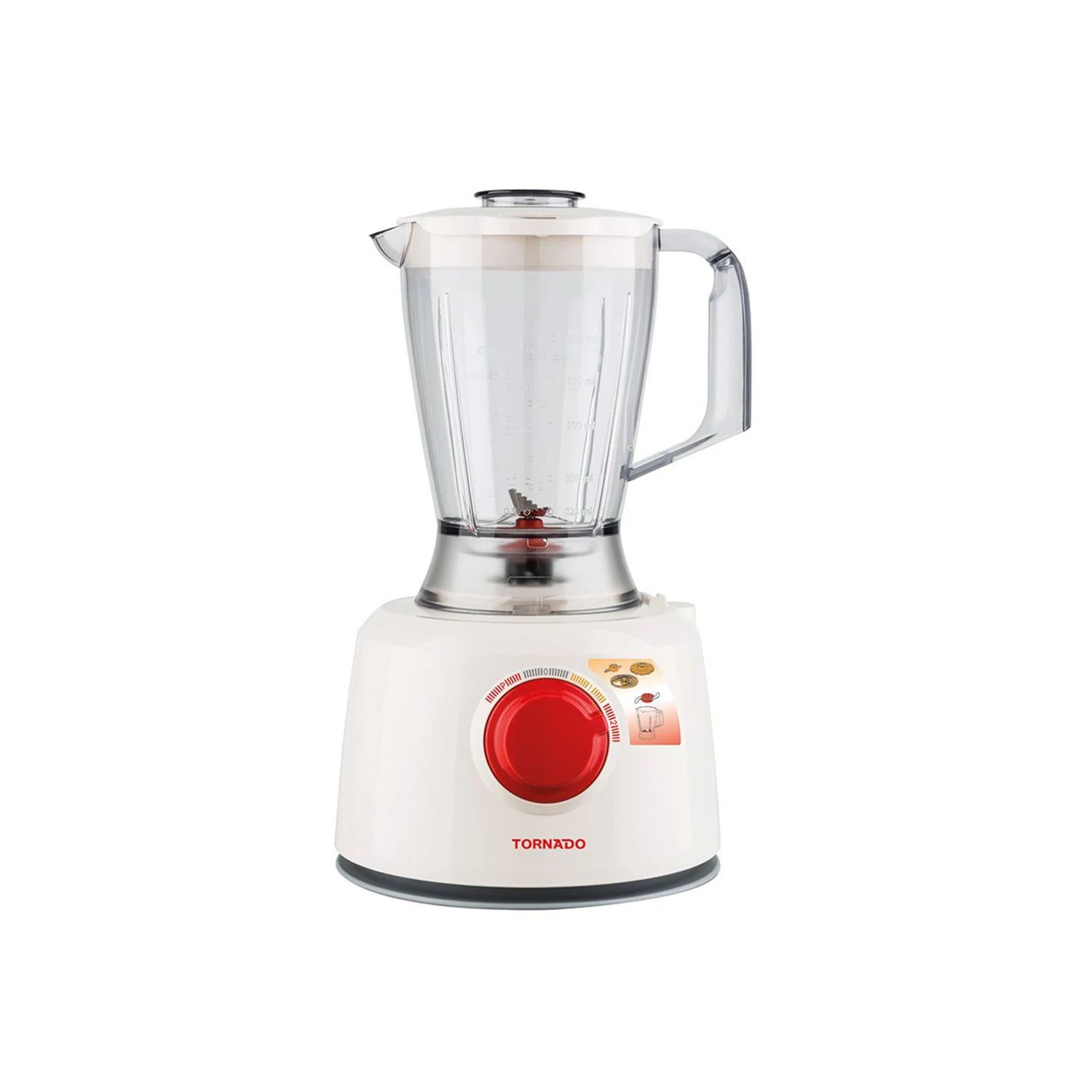 TORNADO Food Processor 1000 Watt 1.2 Liter Bowl 1 Liter Blender White