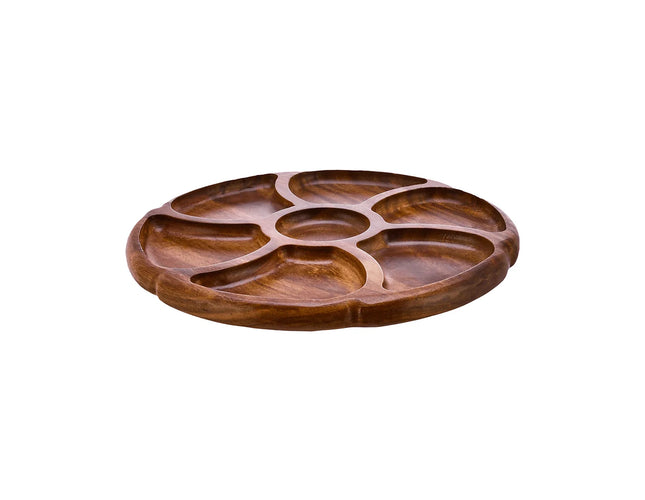 Natural Sarsoa Wood Dessert Serving Plate, 6Pcs