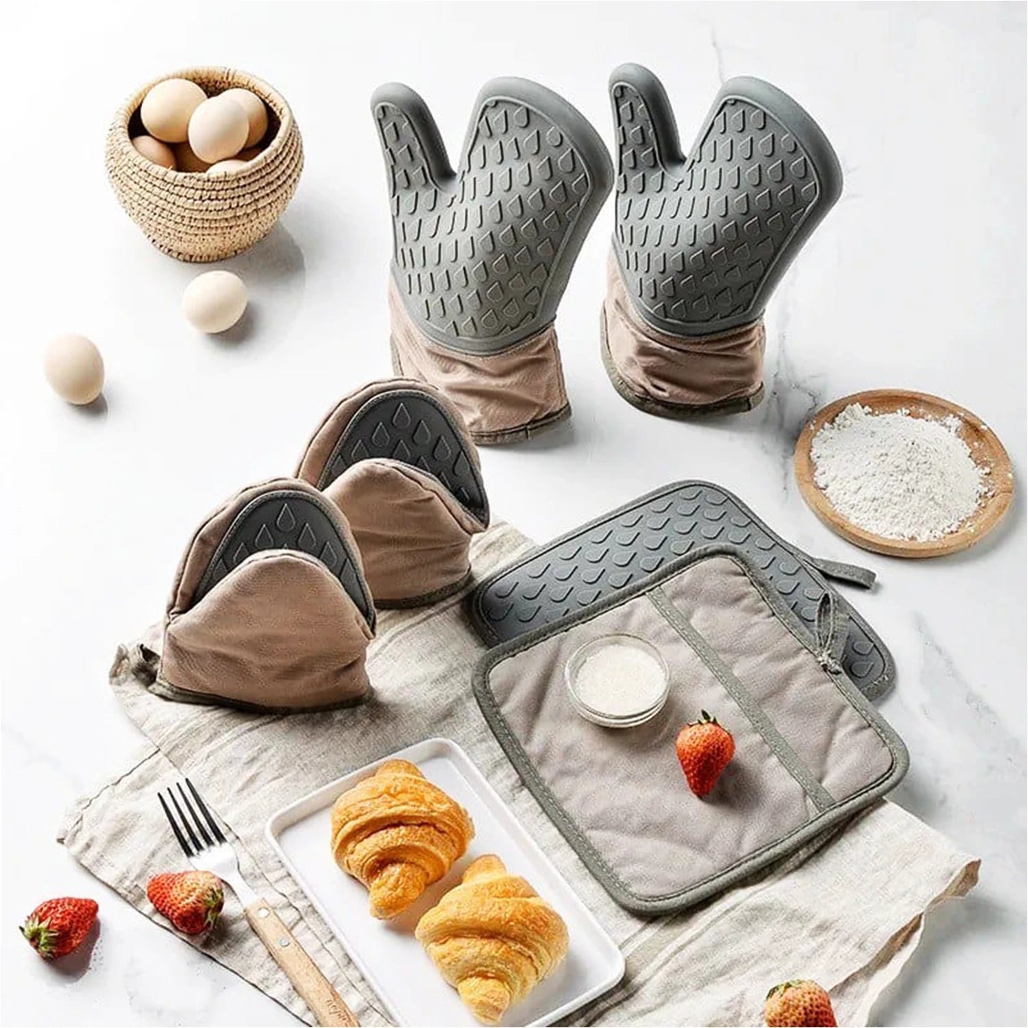 Heat Resistant Oven Gloves, 3Pcs