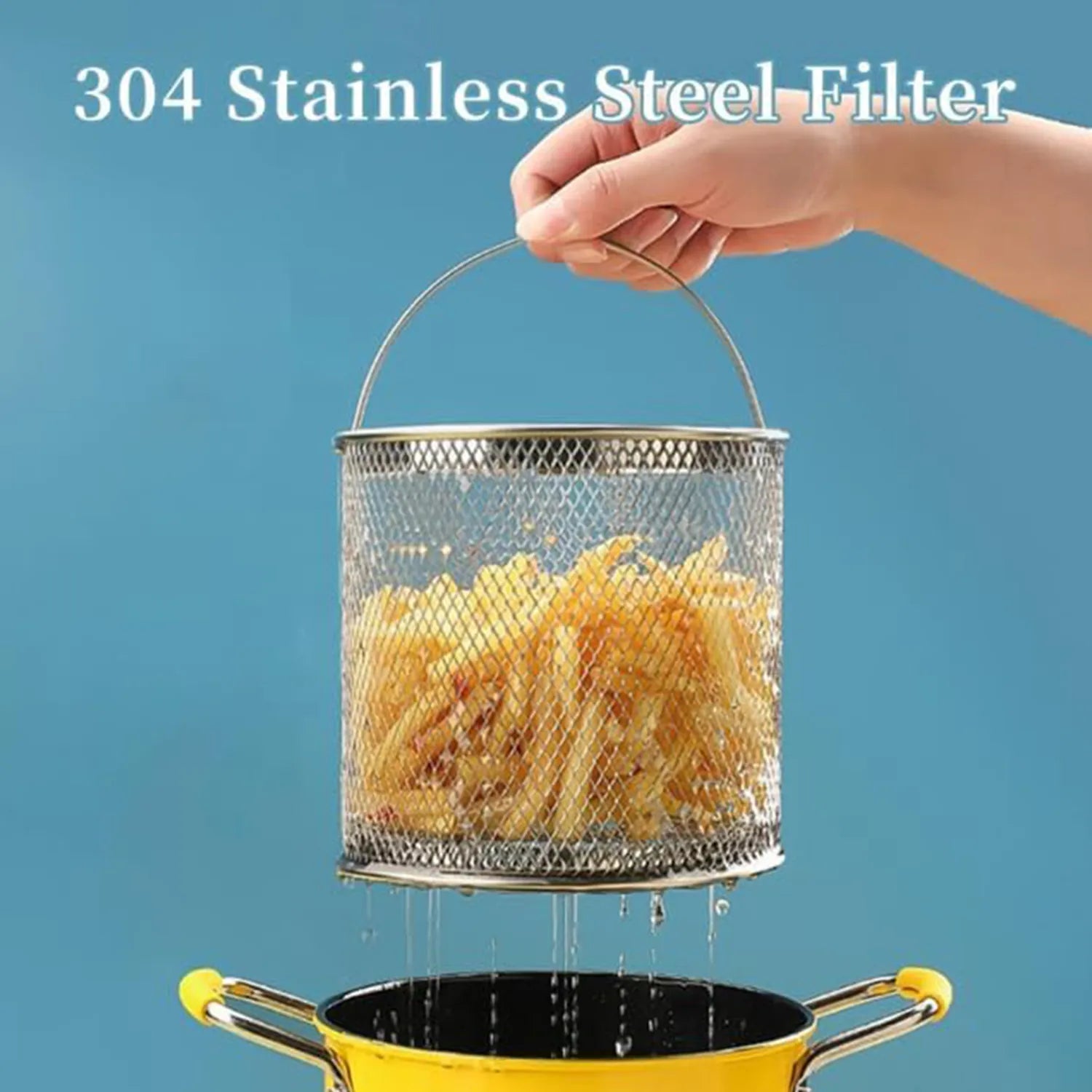 Duck Shaped Skillet with Basket - Set consists of a frying pan, durable heat-resistant glass lid, wire basket for frying,